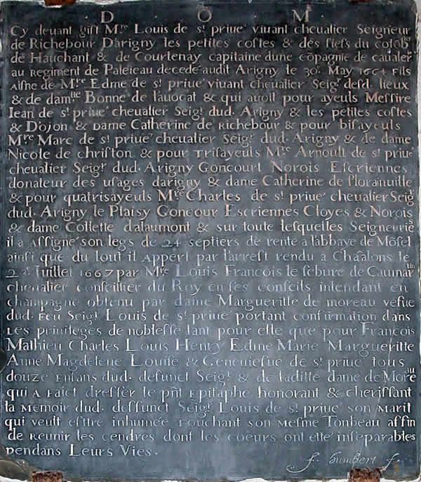 Arrigny : dalle des Saint-Priv�